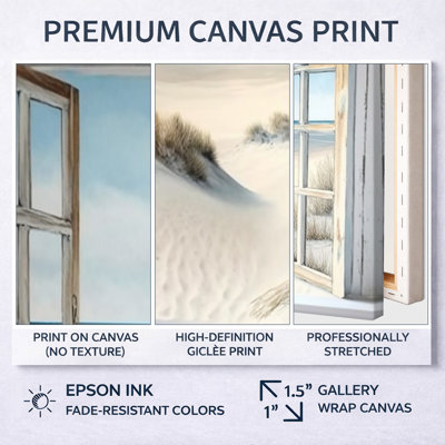 «Window to the Beach - Coastal Window», reproduction d'art sur toile plage