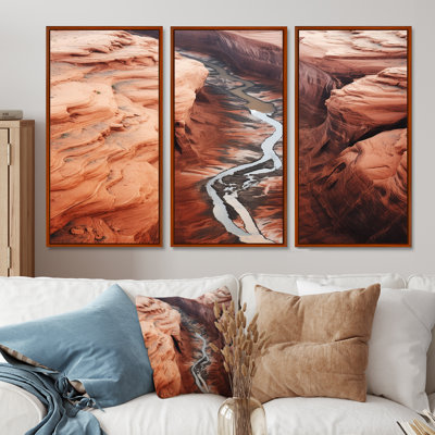 Vue aérienne de la vallée de la montagne - ensemble de reproduction d'art mural Canyon