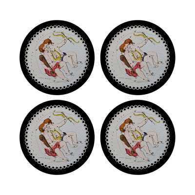 Zodiac Gemini Vegan Leather Round Pebble Placemat