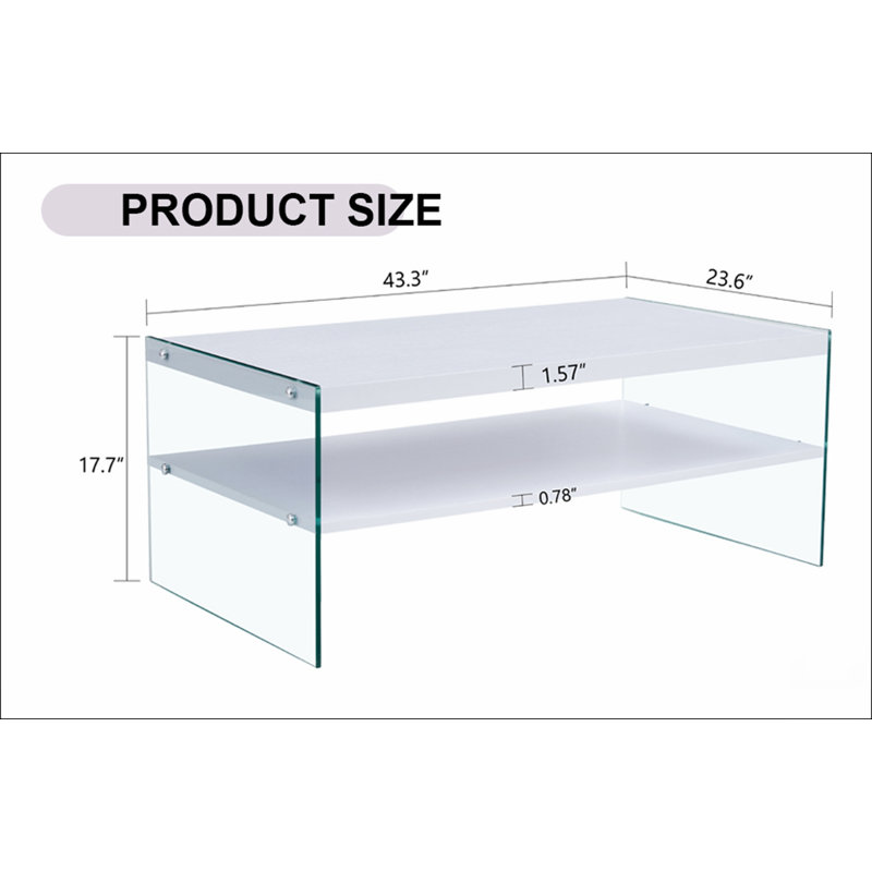 Double table basse rectangulaire. La surface du panneau est en panneau de fibres à densité moyenne avec des autocollants blancs