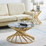 Retro Luxury Round Stainless Steel Coffee Table Set With Side Table