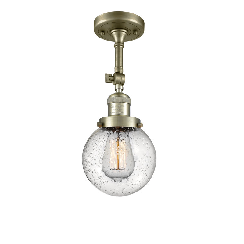 Plafonnier semi-encastré à 1 lumière Zarmayr, Laiton antique, Grainé, H 14,25 po x l 6 po x P 6 po