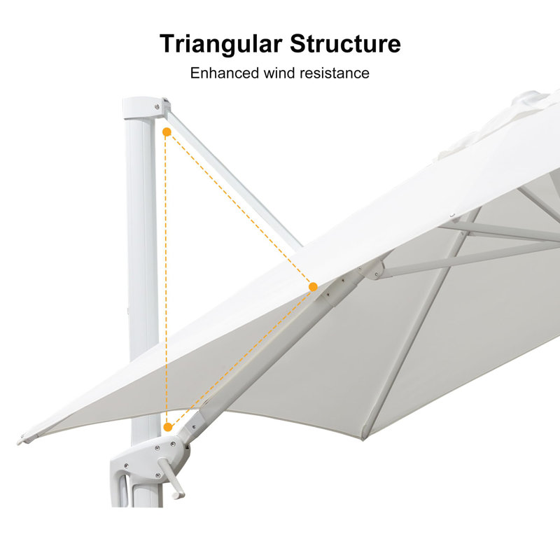 Parasol carré blanc en porte-à-faux décalé de 96 po Rosinski, Blanc