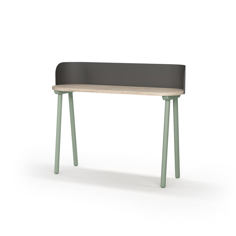 Eta Oval Solid Wood Base Writing Desk, Beige, Green