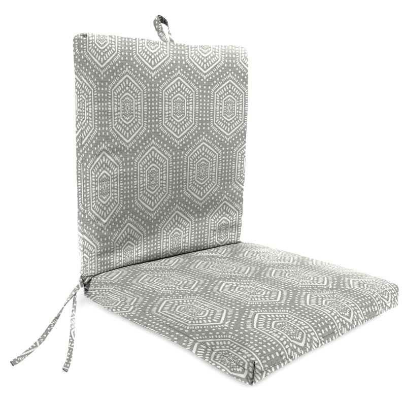 21" x 44" Outdoor Chair Cushion with Ties and Loop, Gray