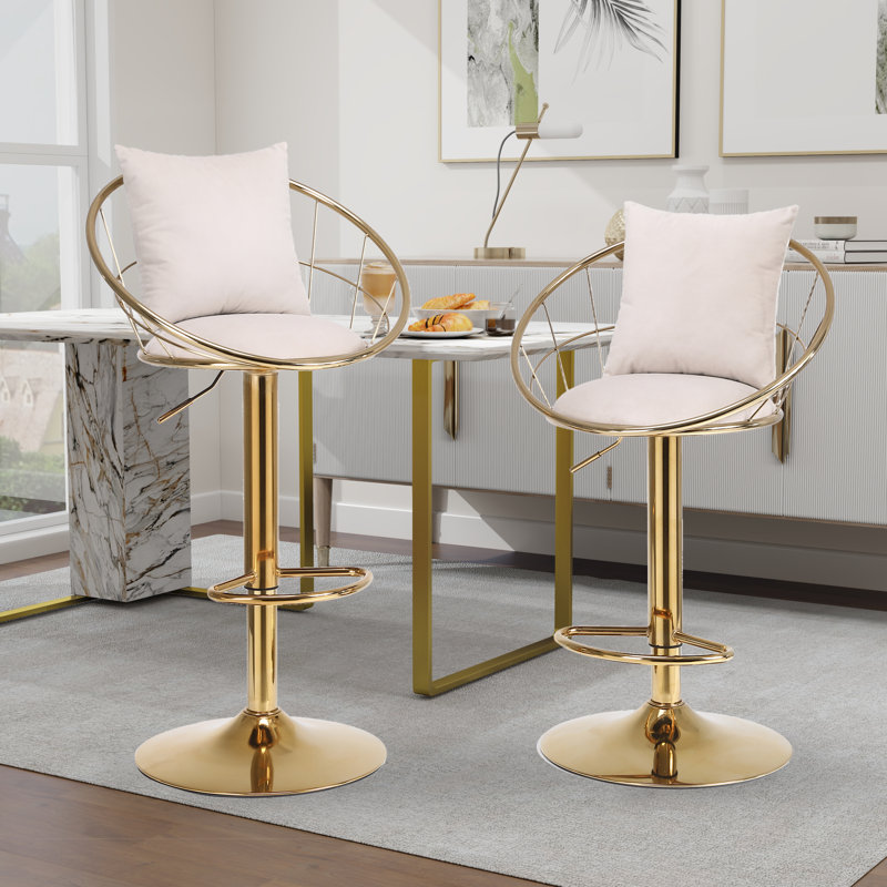 Tabouret de bar pivotant à hauteur réglable Nekesha, Blanc cassé