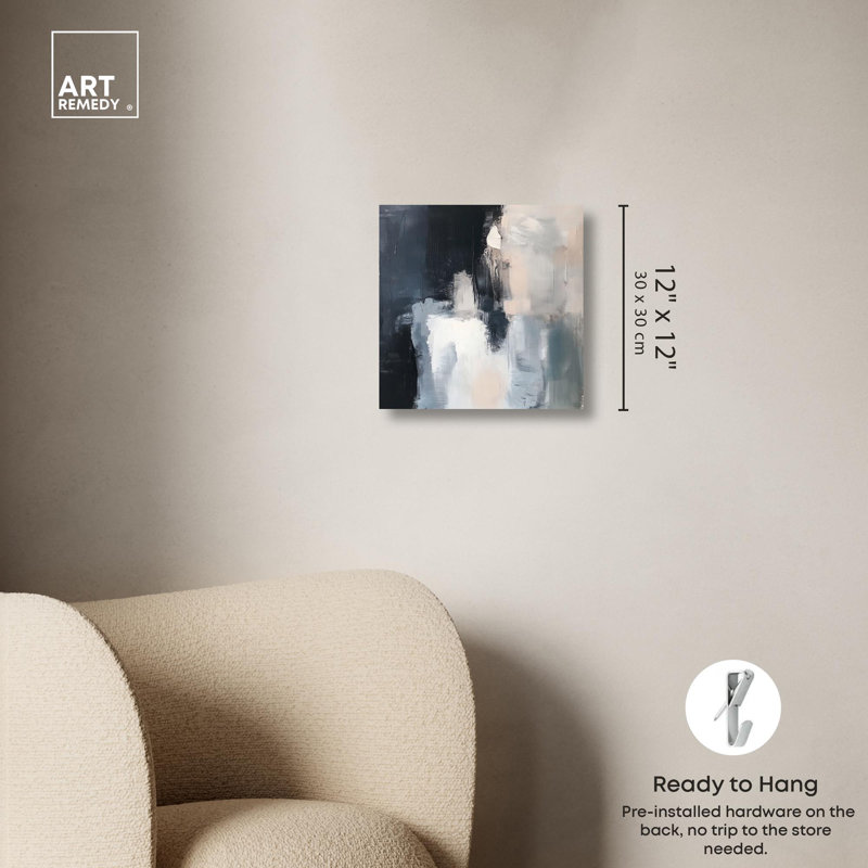 Textured Serenity Neutral Abstract Gallery Wrapped Canvas Art, 12" x 12"