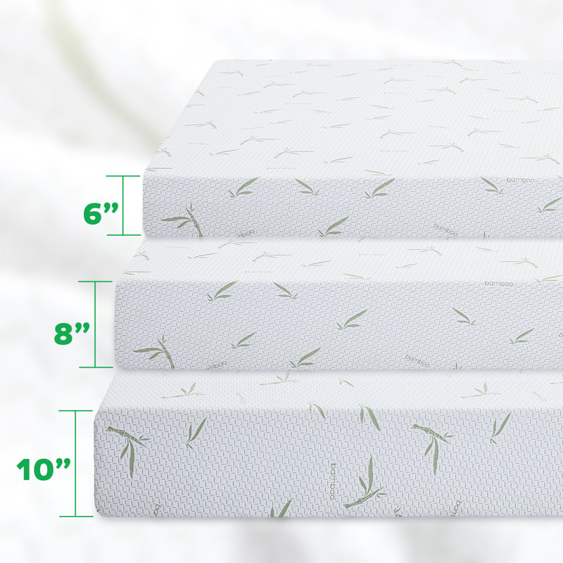 Glenni Medium Gel Memory Foam Mattress with Rayon from Bamboo Cover, King, 10"