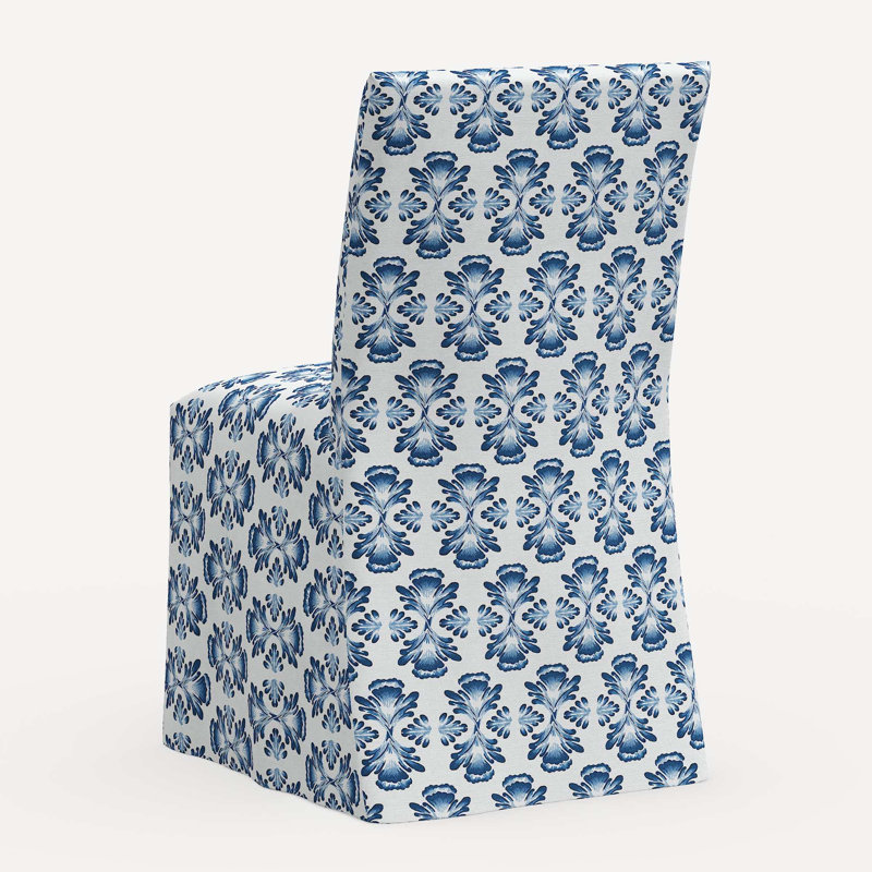 Sadia Slipcover Chair, Jr Bamana Lapis Geometric Linen