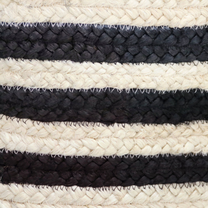 Dovecove Striped Relaxed Handmade Jute Basket, 19" H x 19" W x 19" D, Black