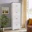 Armoire de rangement haute à 4 portes à deux niveaux - blanche avec détails noirs (conception verticale étroite)-1463221878