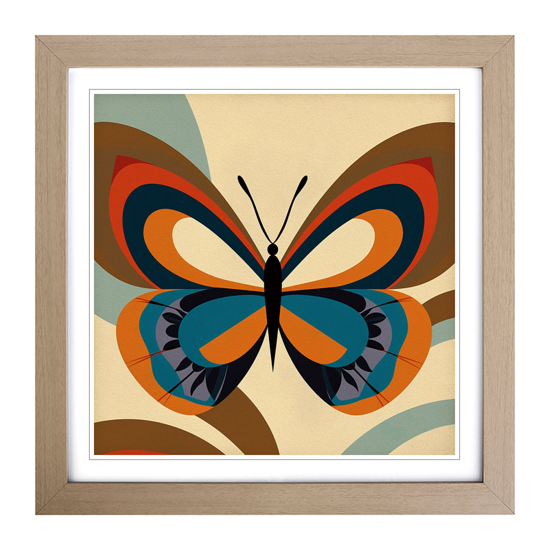 Butterfly Mid Century - Framed Print, Oak