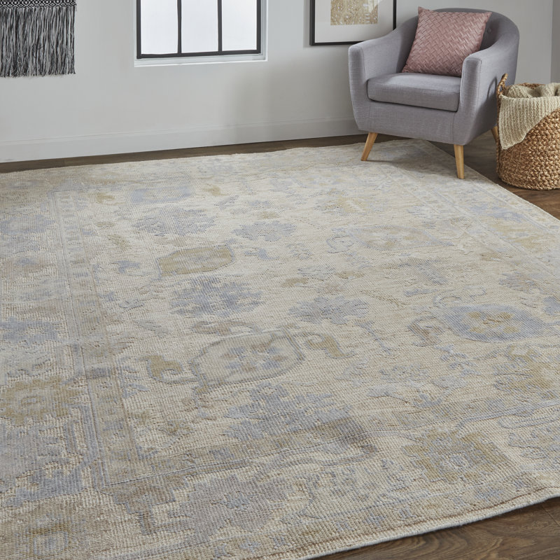 Wendover Transitional Floral & Botanical, Tan/Orange/Blue Area Rug, Rectangle 8' x 10'