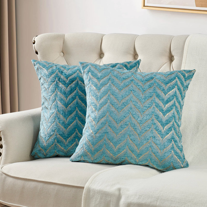 Chevron Square Throw Pillow Cover, Turquoise