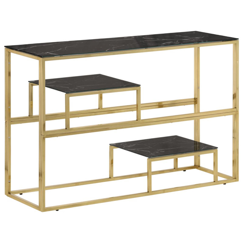 Geise 110cm Glass Top Console Table, Gold, Black