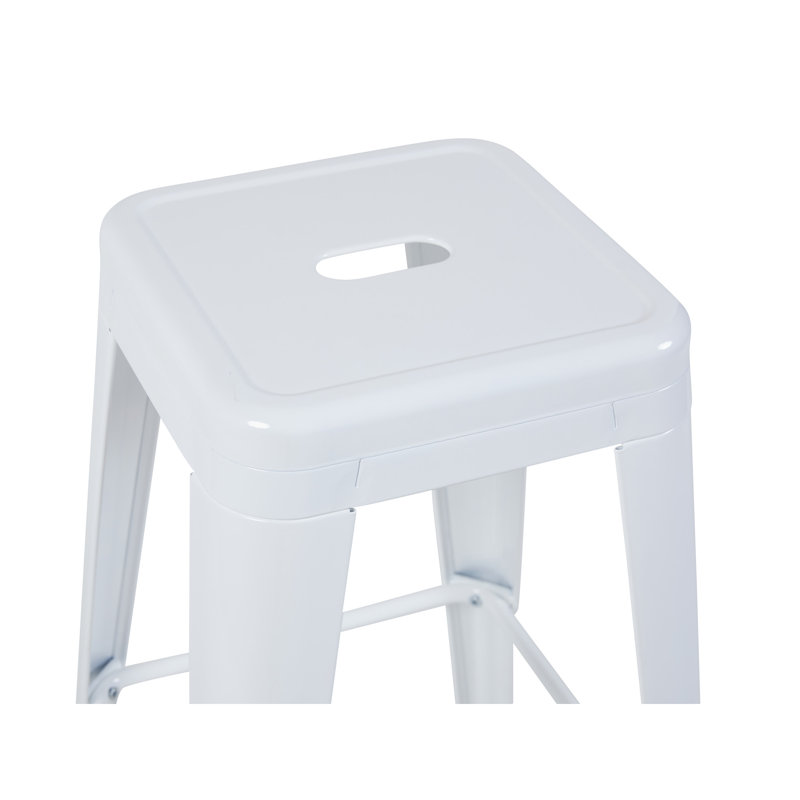 Ensemble de 4 tabourets de bar de 24 po à hauteur de comptoir, tabourets de bar en métal sans dossier, non empilables, détachables et faciles à assembler, pour un îlot de cuisine / bar / café / salle à manger (blanc)