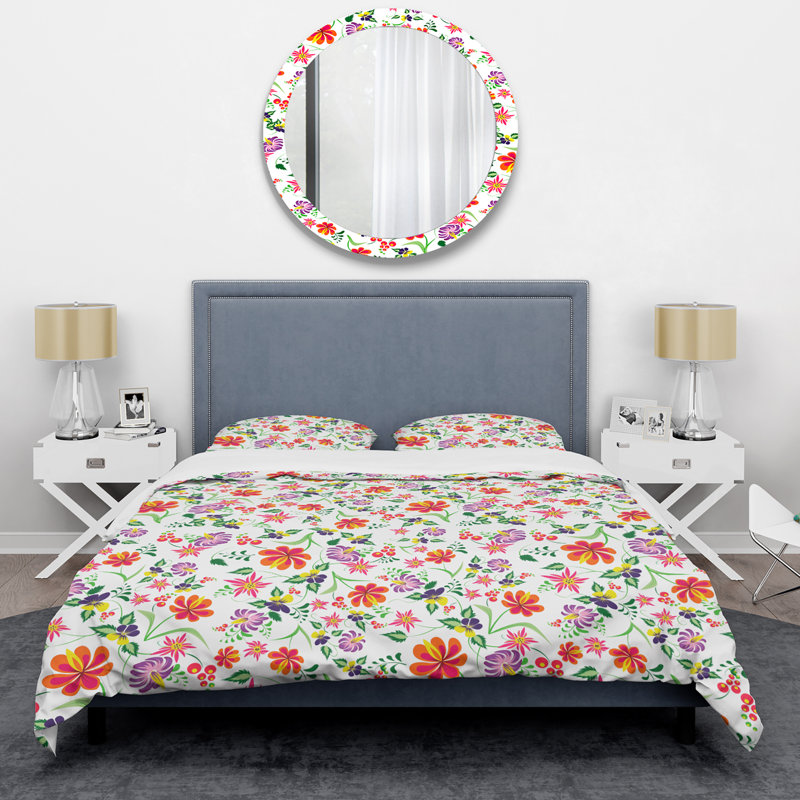 Fleurs multicolores - ensemble de housse de couette floral - microfibre de polyester
