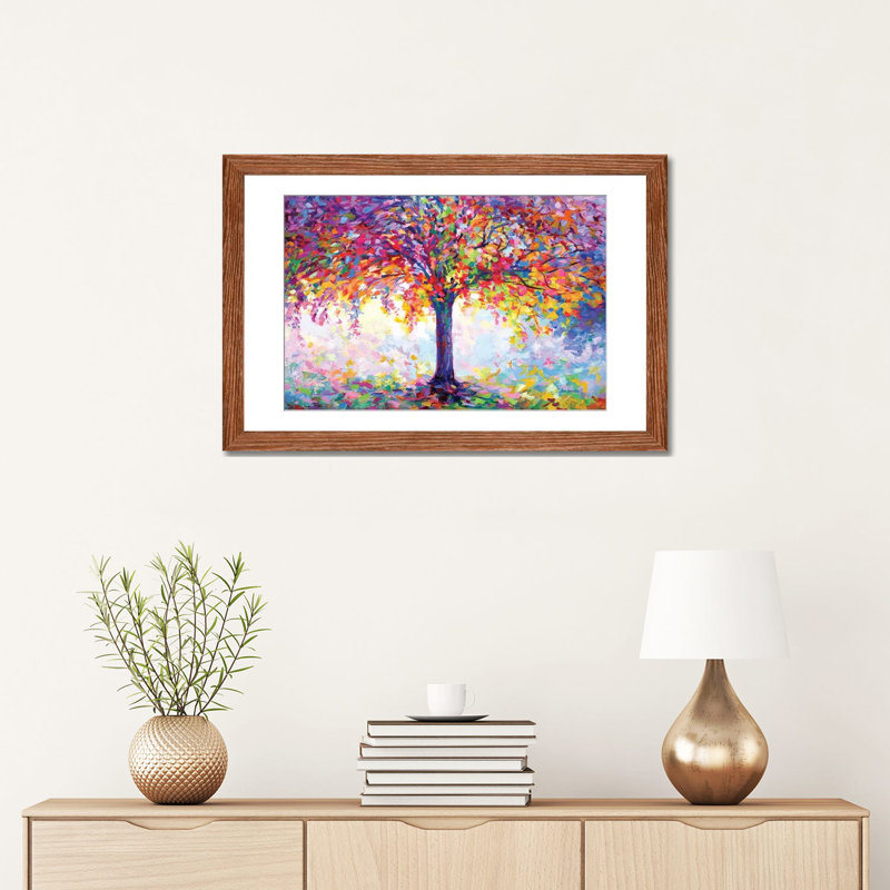 «Tree of Happiness» par Leon Devenice, Impression encadrée, H 40 po x l 60 po, Bois classique