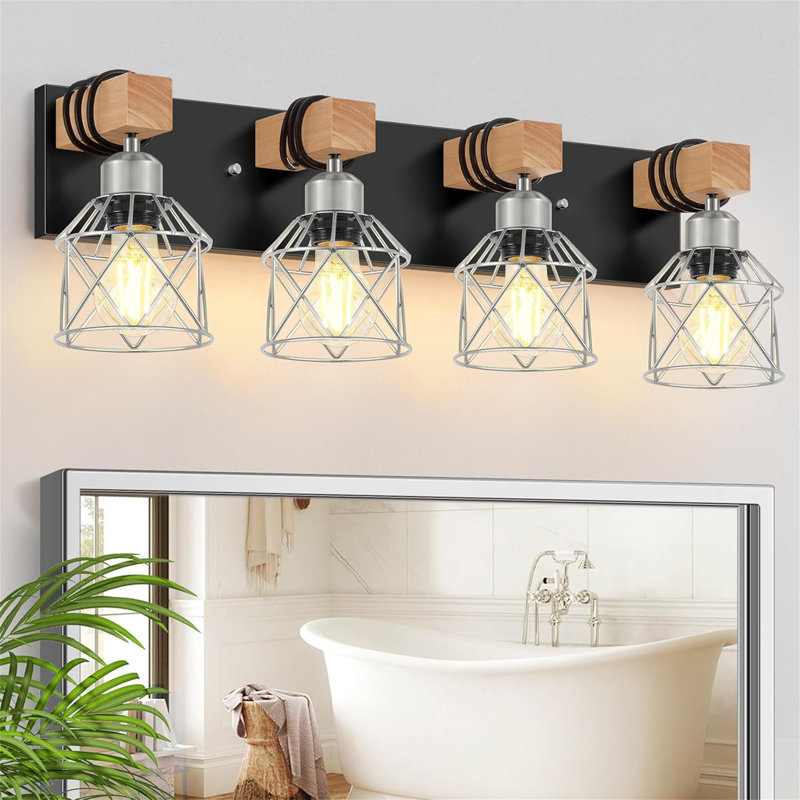 Dimmable Vanity Light, 4 Lights, Silver