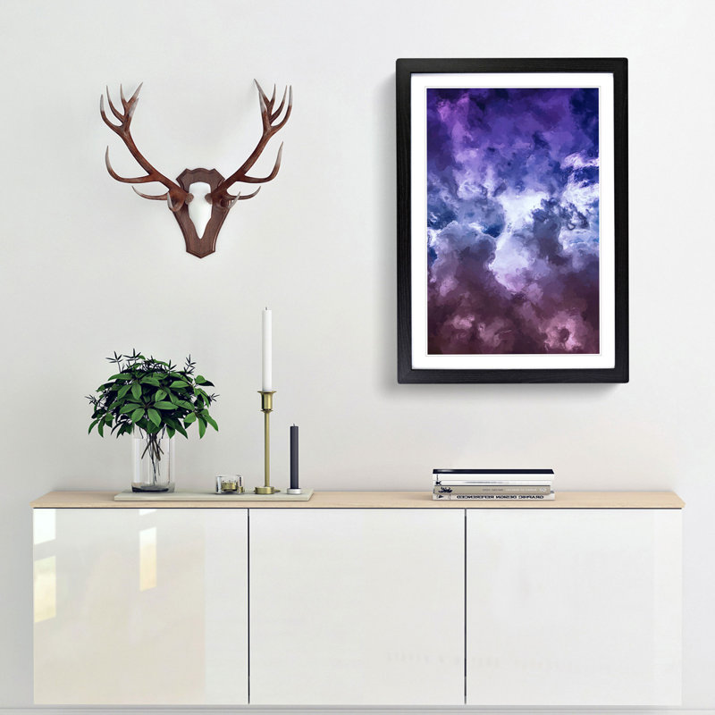 Purple Clouds in Abstract - Picture Frame Graphic Art Print, 60cm H x 40cm W x 2cm D, Black