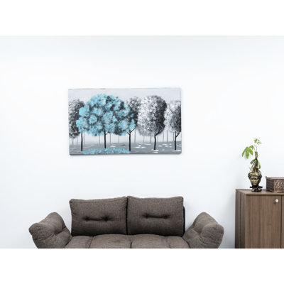47'' X 27'' Wall Canvas - Hand-Painted Winter White Landscape Oversized Unframed Artwork Mirror Art