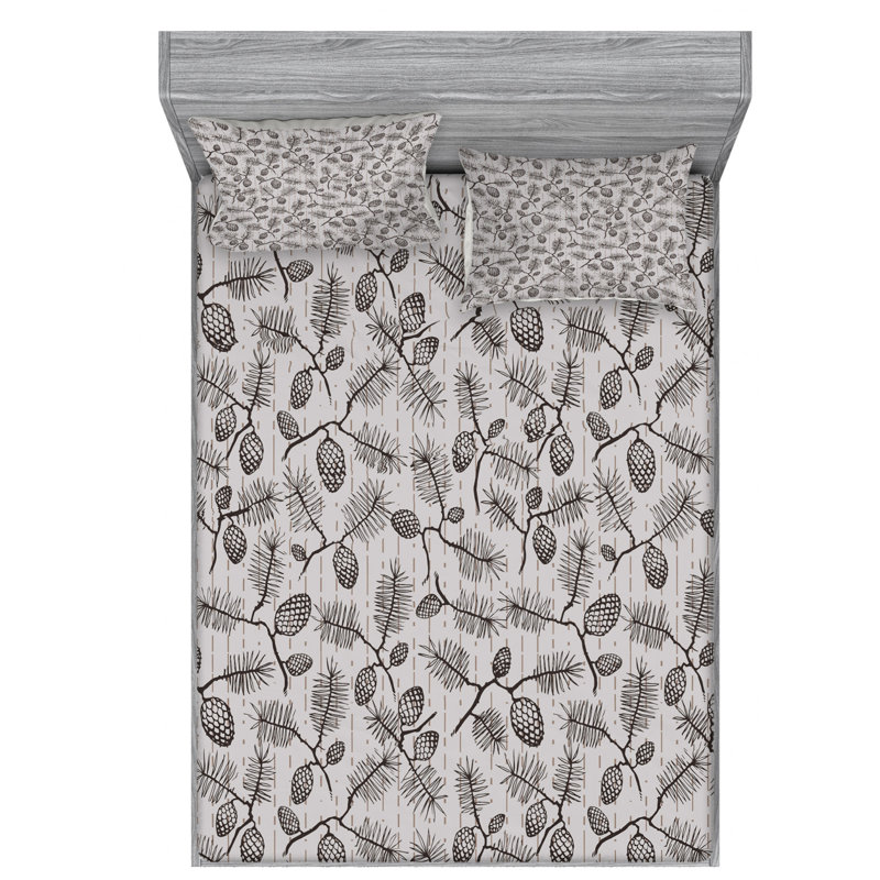 Microfiber Floral Sheet Set, Full/Double Sheet Set with Fitted Sheet