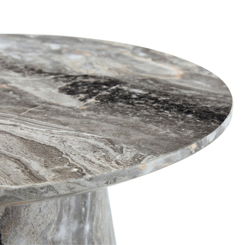 table basse circulaire en panneau de fibres à densité moyenne texturée - diamètre 19,6 pouces, hauteur 18,8 pouces Placage texturé gris, texture délicate, adaptable au plateau de table circulaire.