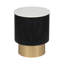 Table d'appoint contemporaine en bois, marbre et pierre avec base cylindrique et conception moderne de matériaux mixtes