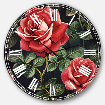 Rose Illustration Watercolor - Traditional wall clock
