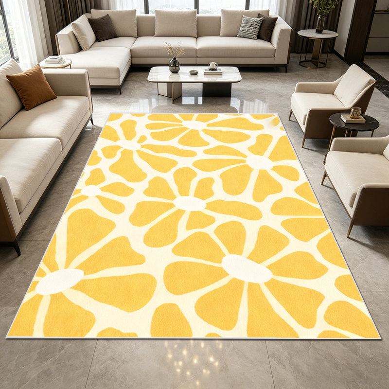 1PC sunny yellow daisy floral print area rugs, Soft and Comfortable, easy-to-maintain, machine washable Indoor floor mat, suitable for living room, bedroom, kitchen, balcony, porch, dining patio, backyard, sunroom, Home Decor, Outdoor Decor.