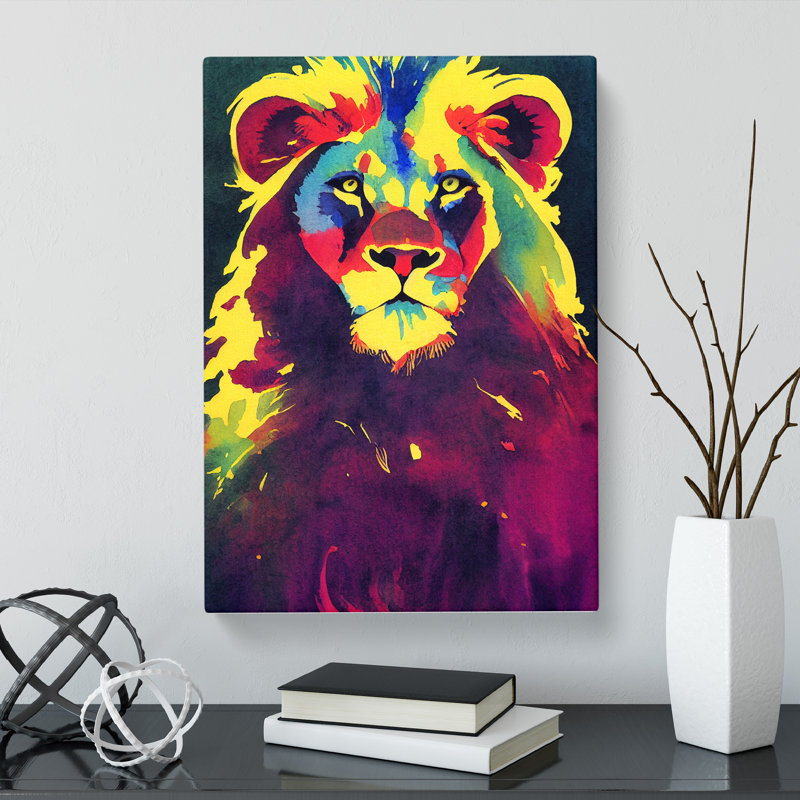 Watercolour Lion Vol.4 - Wrapped Canvas, 50cm H x 35cm W x 3cm D