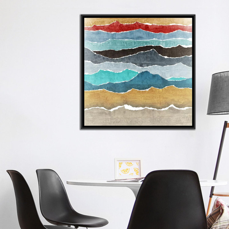 « déchiré ii », reproduction d’impression sur toile, H 18 po x l 18 po x P 1,5 po, Toile avec cadre noir, Pas de tapis