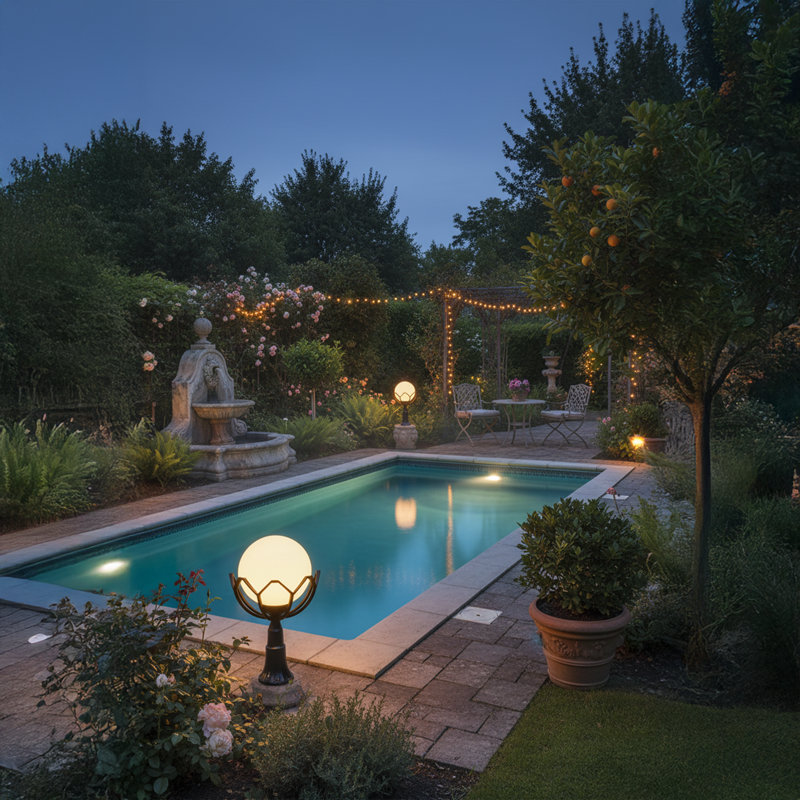23.6'' Tall Globe Outdoor Floor Lamp