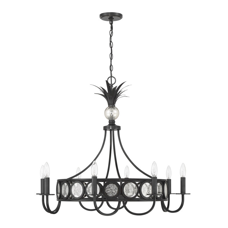 Lustre 8 lumières en tourmaline noire Hearst, Noir