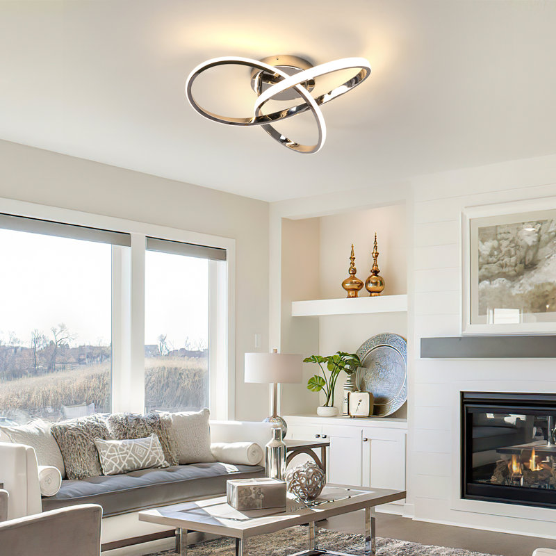 Modern LED Ceiling Light, 20W Modern Spiral Design LED Lamp, Chrome, 3000K-6000K(Color Temperature Adjustable)