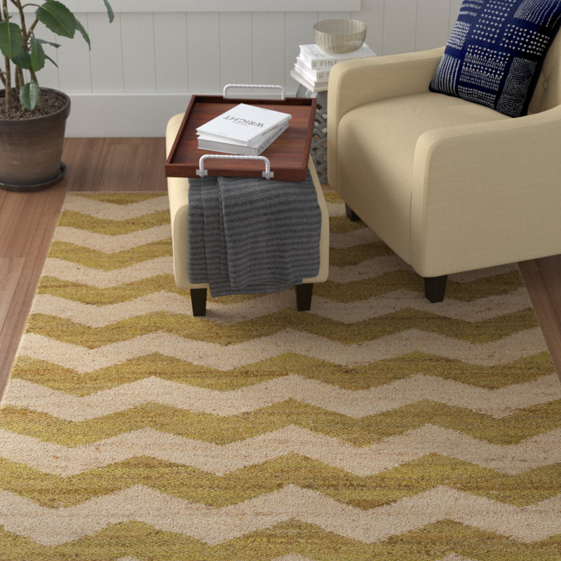 Tapis beige tissé à la main Hermine, Rectangle 5 pi x 7 pi 6 po