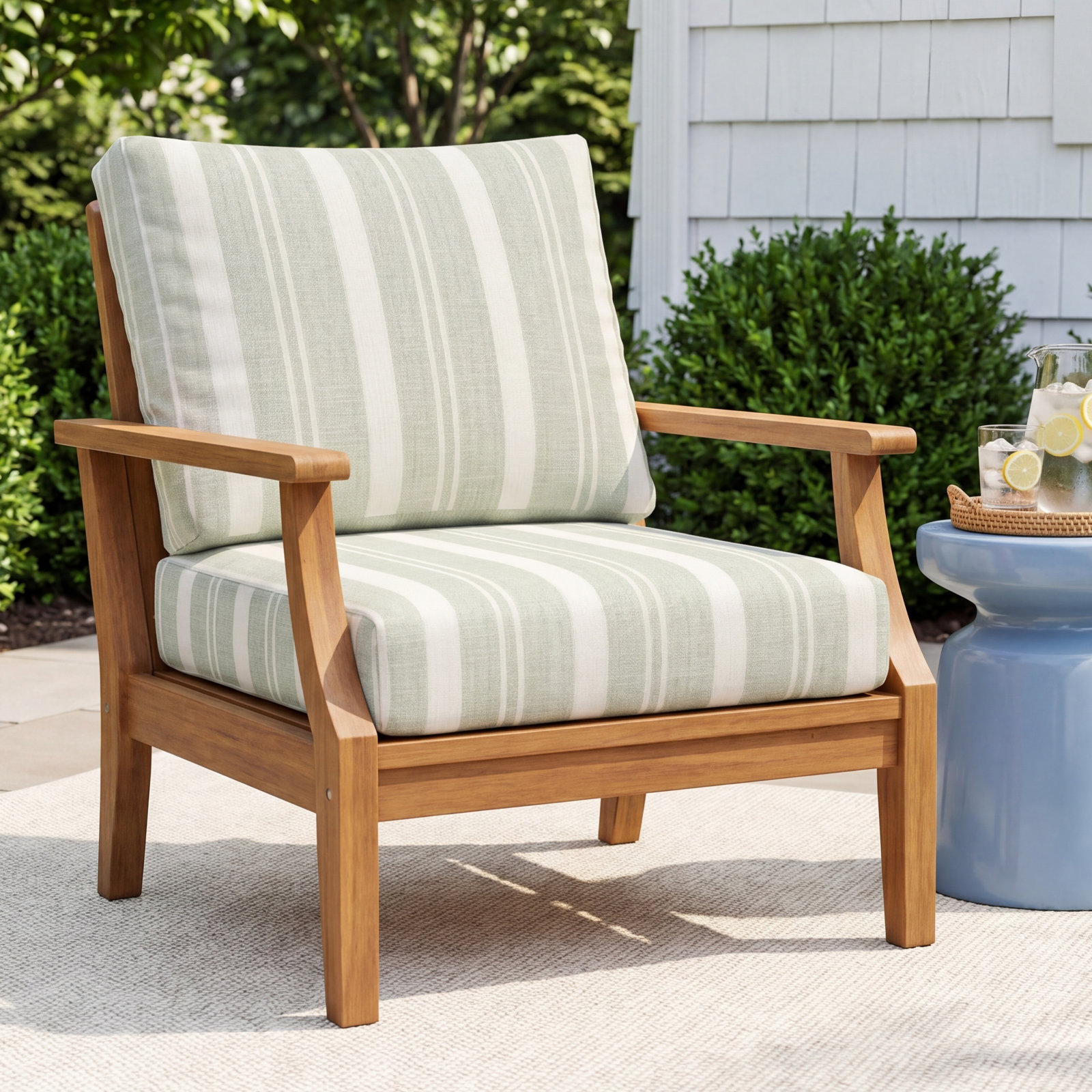 Amala Sunbrella® Seat and Back Cushion, 24" W x 5" D, Sunbrella Tranquil Sage