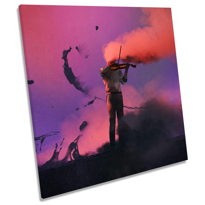 Z6281 Violin Player Explosion Picture - Wrapped Canvas Painting, 60cm H x 60cm W x 2cm D