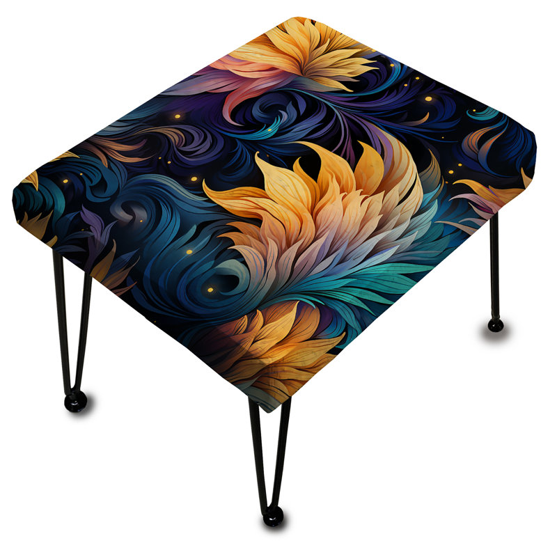 Jaune et mauve Cosmic Radiance - Repose-pieds rectangulaire botanique