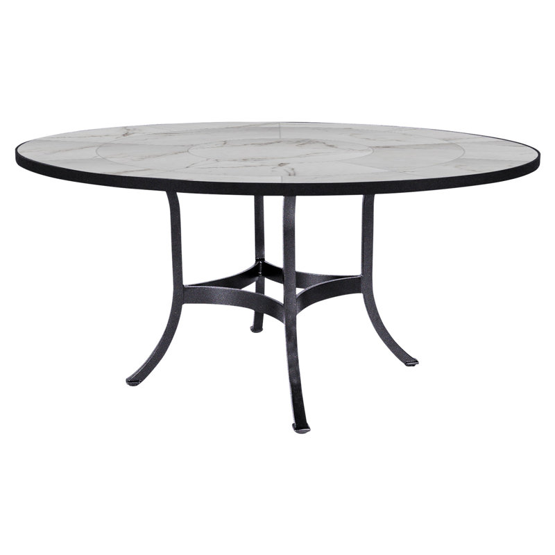 Outdoor Round Dining Table, 54" W x 54" L x 29.5" H, Palazzo White, Graphite