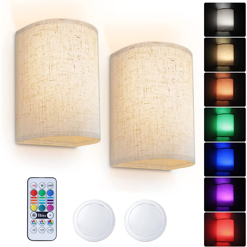 Battery Powered LED Flush Mounted Sconce (Set of 2)