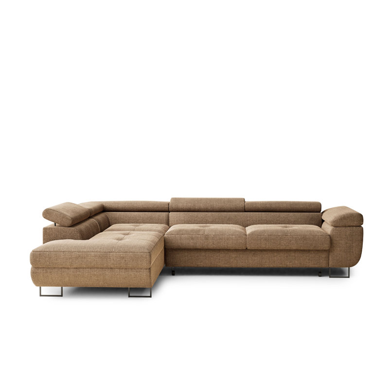 4 Seater Reclining Corner Sofa , Left Hand Facing, Beige Brown Polyester/Chenille