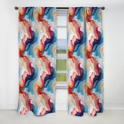 Rideau occultant en marbre rose et bleu Bohemian - 1 panneau