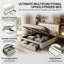 EU Kingsize Velvet Ottoman Bed with 2 Footboard Drawers & LED Headboard, Beige, 160x200cm