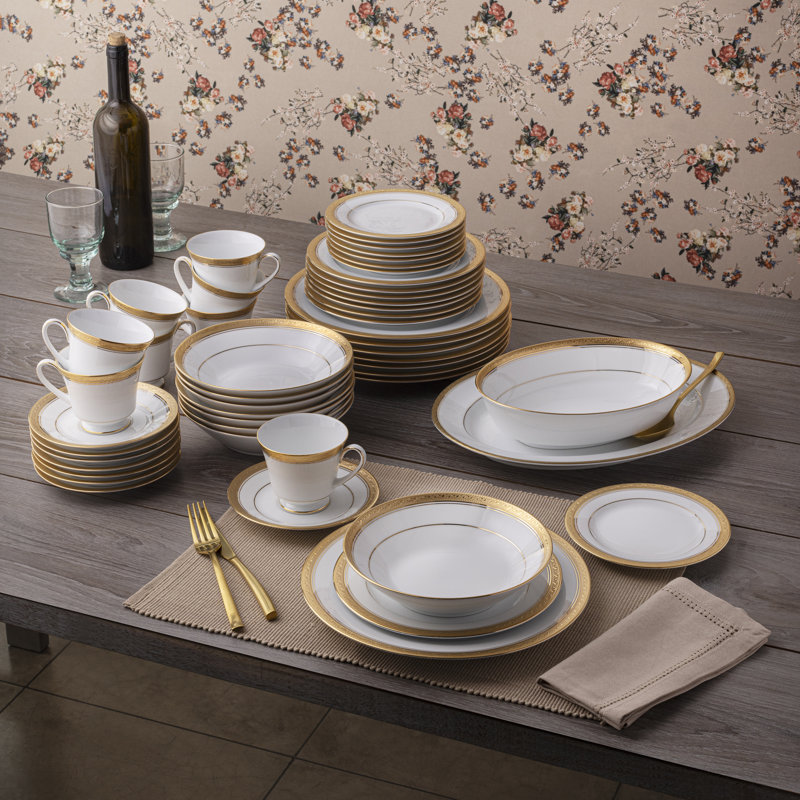 Noritake Crestwood 50-Piece Dinnerware Set, Service for 8, Gold