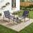 3-Piece All-Weather Breathable Fabric Outdoor Patio Bistro Conversation Set, 2 Padded Armchairs With Removable Washable Covers, 1 Anti-Scratch Small Side Table