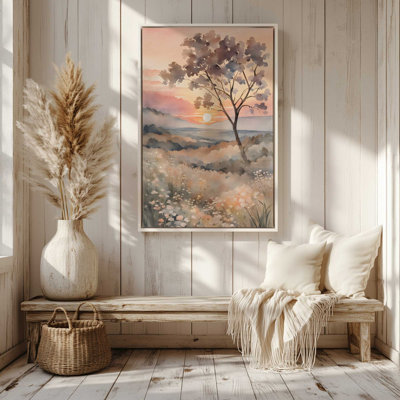 «Sunset in Blooming Valley III», reproduction sur toile dans un cadre en érable, 12 po x 8 po