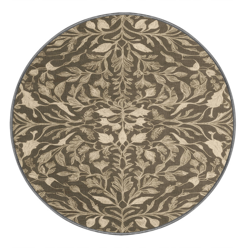 Tapis gris lavable à la machine, Rond 6 pi