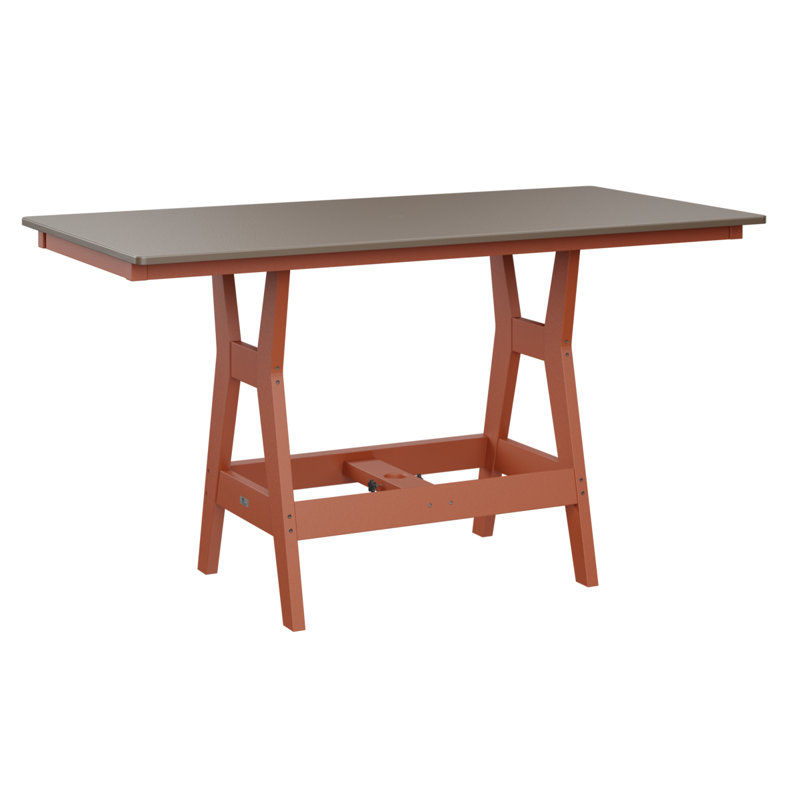 Table de bar rectangulaire 66 po Berlin Gardens Harbor, Bronze martelé, Orange mangue, H 38,87 po x l 66 po x P 33 po