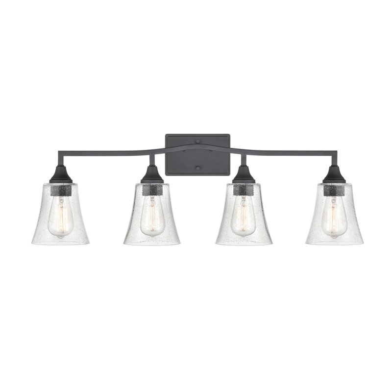 Luminaire à 4 lumières 32,5 po Abramowski Éclairage pour meuble-lavabo noir mat